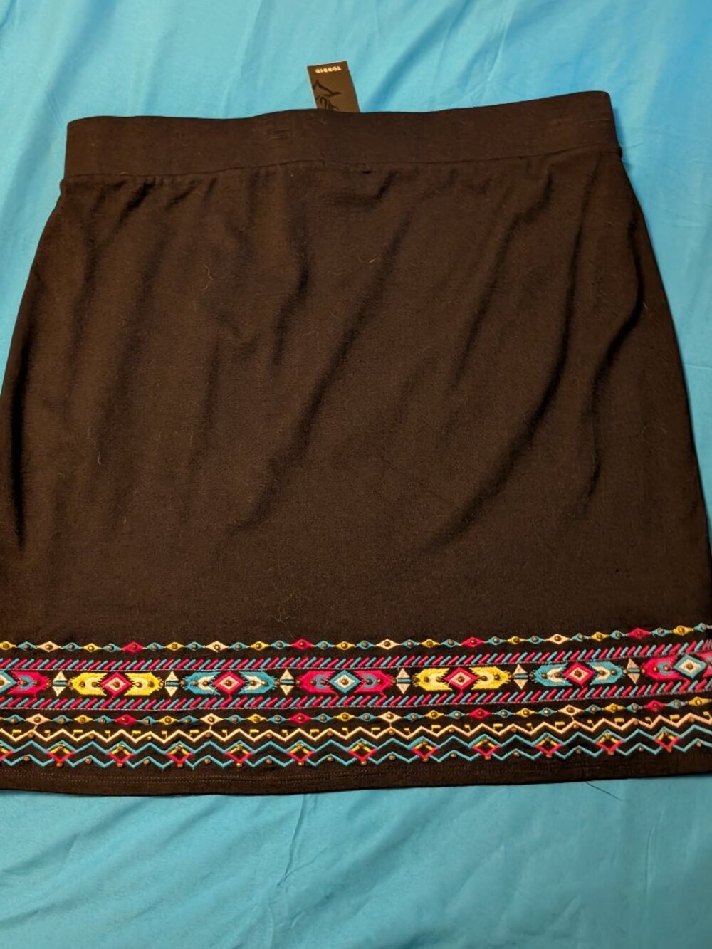 NWT Torrid Size 2 Black Skirt with Embroidered Aztec Trim